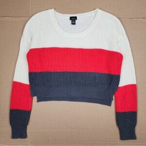 Rue 21 Ribbed Crop Sweater Top Tricolor Size L juniors